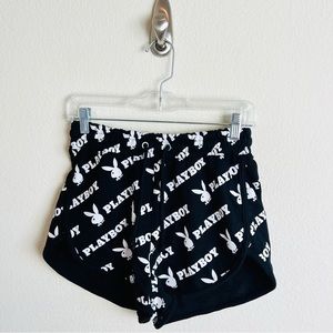 NWT Playboy Logo Black & White Dolphin High Waisted Lounge Shorts